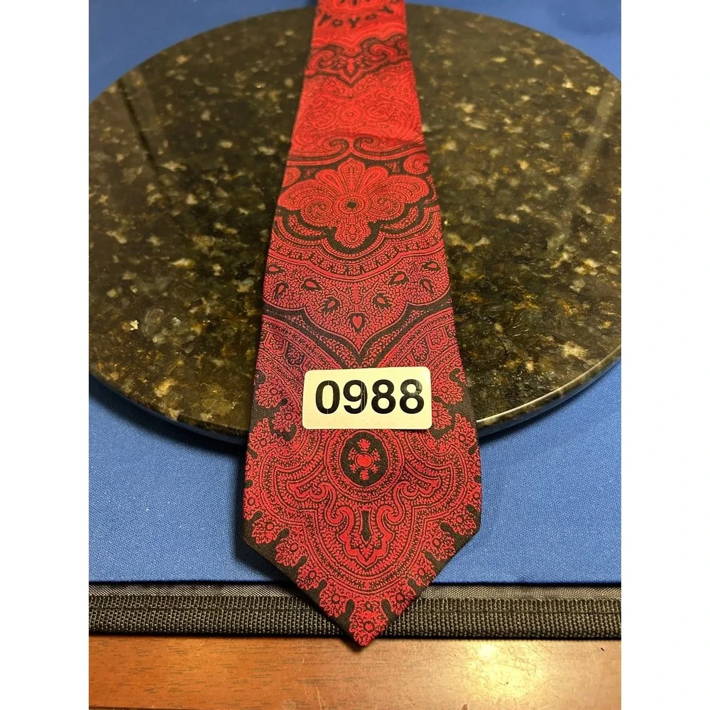 Broadstairs by Damon Men's Tie Red Black Paisley‎ Silk Classic Length